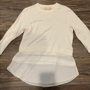 Michael Kors cream sweater with chiffon bottom